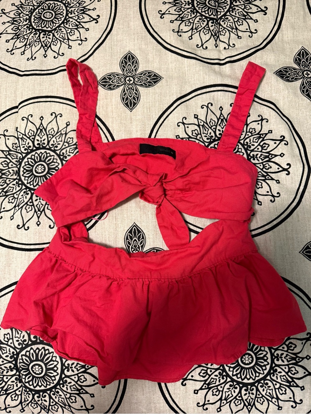Zara Women's Red Tie-Front Crop Top Summer Tank